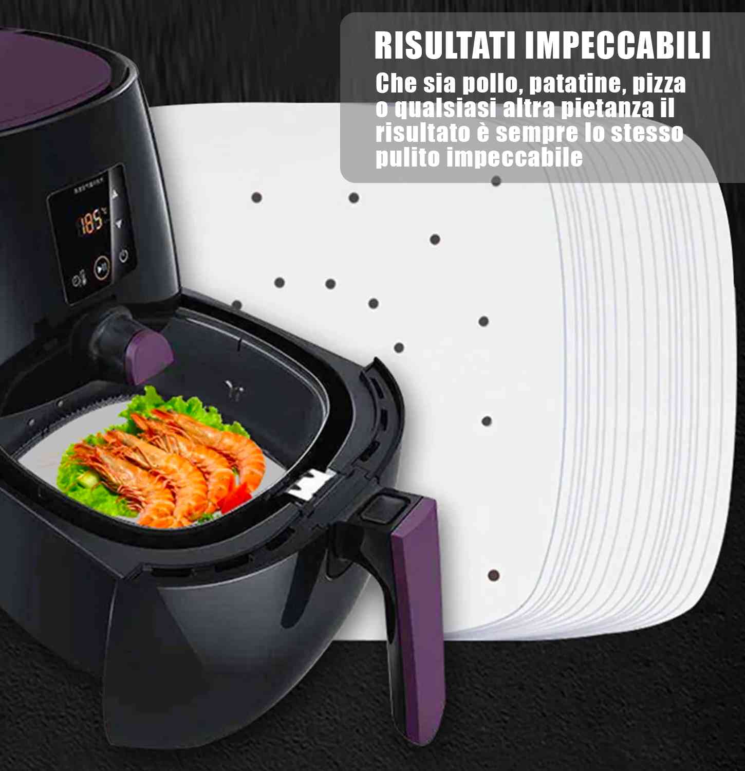 100 fogli Carta Forno Rettangolare per Friggitrice ad Aria 100 Pezzi Usa e Getta foto 4